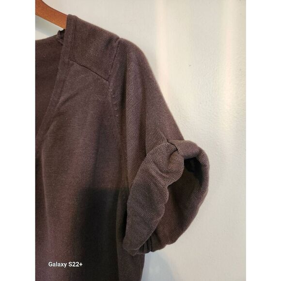 C30 St John's Bay brown button-up short-sleeved sweater cardigan - Picture 4 of 8